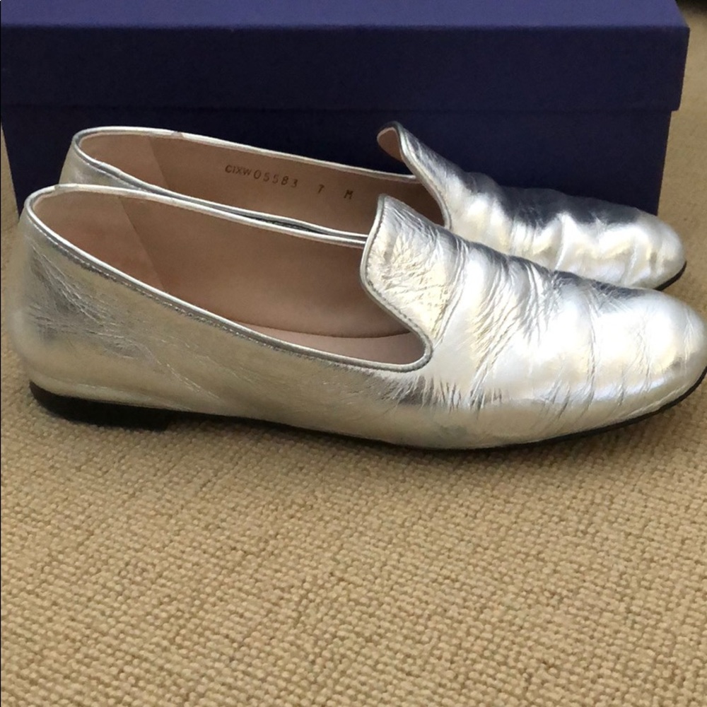 Stuart Weitzman Silver My Guy Flat Loafer